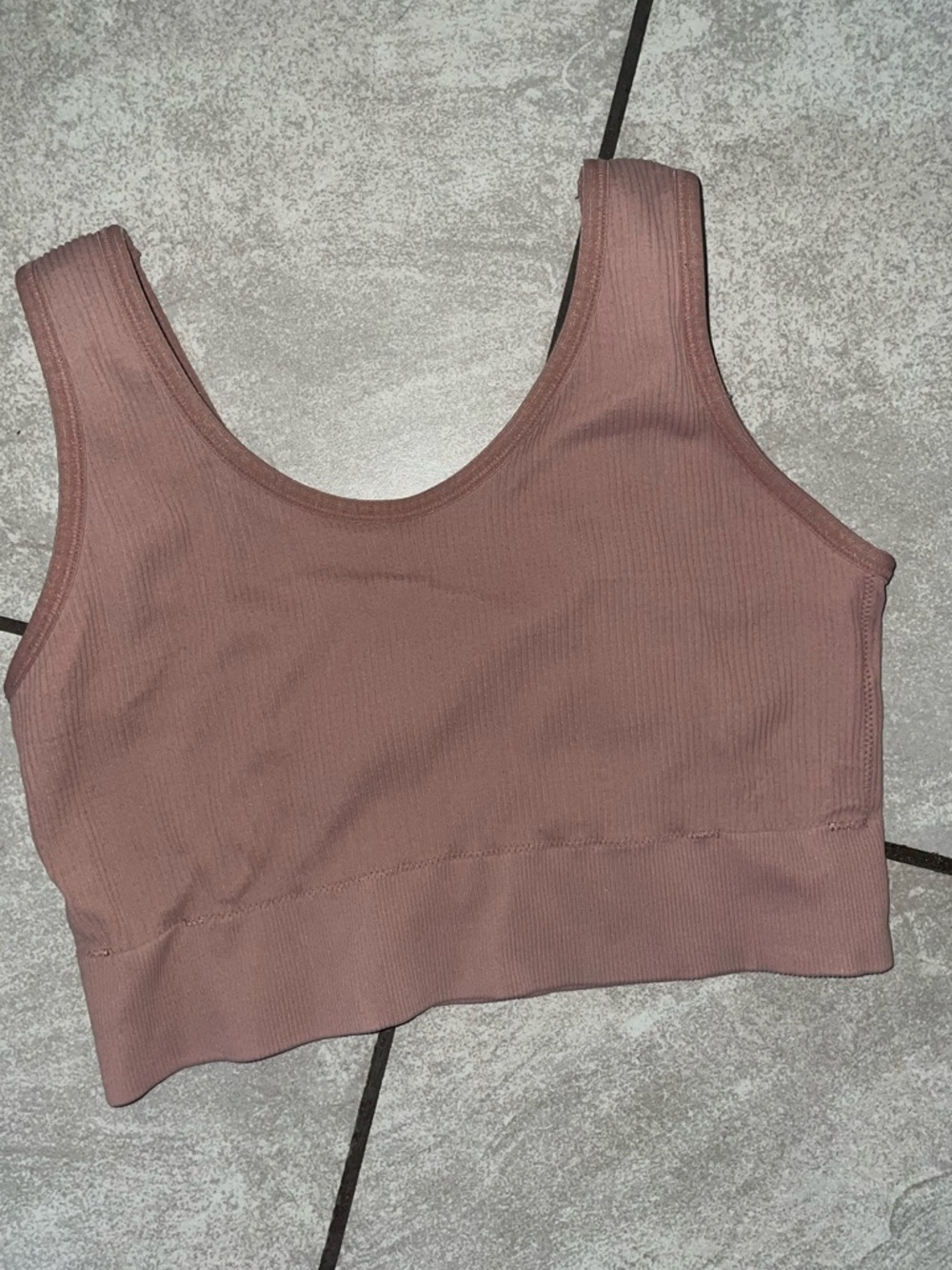 aerie Mauve Ribbed Scoop Neck Sports Bra